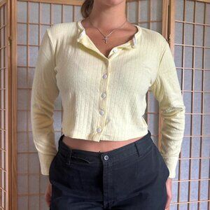 Women Yellow Pointelle Cardigan